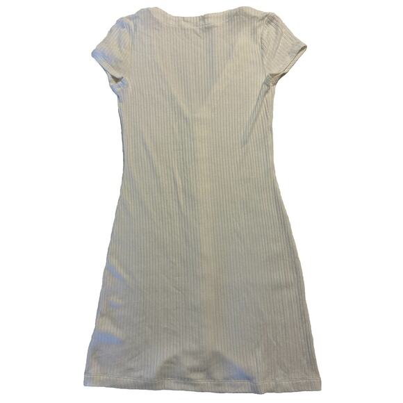 Reformation Jeans White Ribbed Ryder Button Front Mother Of Pearl Shirt Dress S - Picture 7 of 13